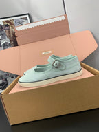 Miu 26s Drill Ballerinas Light Blue Canvas 688281