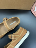 Miu 26s Drill Ballerinas Brown Canvas 688283