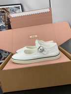 Miu 26s Drill Ballerinas White Canvas 688284