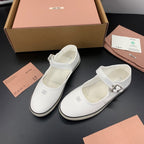 Miu 26s Drill Ballerinas White Canvas 688284