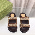 GG  Rubber Sole Logo Sandals Brown Caro
