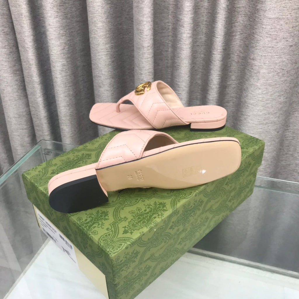 GG  marmont logo - embellished mattelasse leather sandal in pink