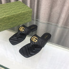 GG  marmont logo - embellished mattelasse leather sandal in black