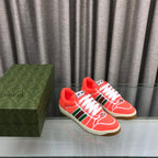 GG SCREENER SNEAKER WITH WEB ORANGE RED CALFSKIN