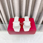 Viv 25 Diamond Flat Slippers White Cowhide 283036