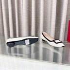 Viv Trompette Thick Heel Pumps White Cowhide Leather 283048