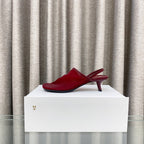Loewe 25 Petal Slingback Red Mesh Sheepskin