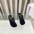 Loewe 25 Petal Slingback Black Mesh Sheepskin