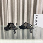 Loewe 25 Petal Slingback Black Mesh Sheepskin