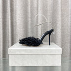 Jimmy Choo Saeda Pumps Black Mesh Lambskin 668535