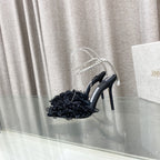 Jimmy Choo Saeda Pumps Black Mesh Lambskin 668535