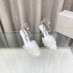 Jimmy Choo Saeda Pumps Ivory Mesh Lambskin 668536