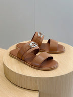 GG Men's Interlocking G Sandals Brown Cowhide 549482