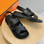 HM Men's Electric Sandals Black Calfskin 547685