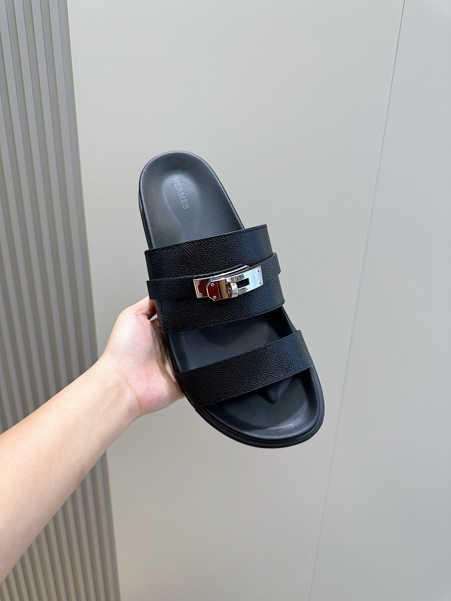 HM Men's Jackson Slide Black Epsom Calfskin 547711