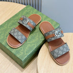 GG Men's Interlocking G Sandals Brown Cowhide 547645
