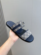 GG Men's Interlocking G Sandals Blue Cowhide 547647