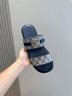 GG Men's Interlocking G Sandals Blue Cowhide 547647