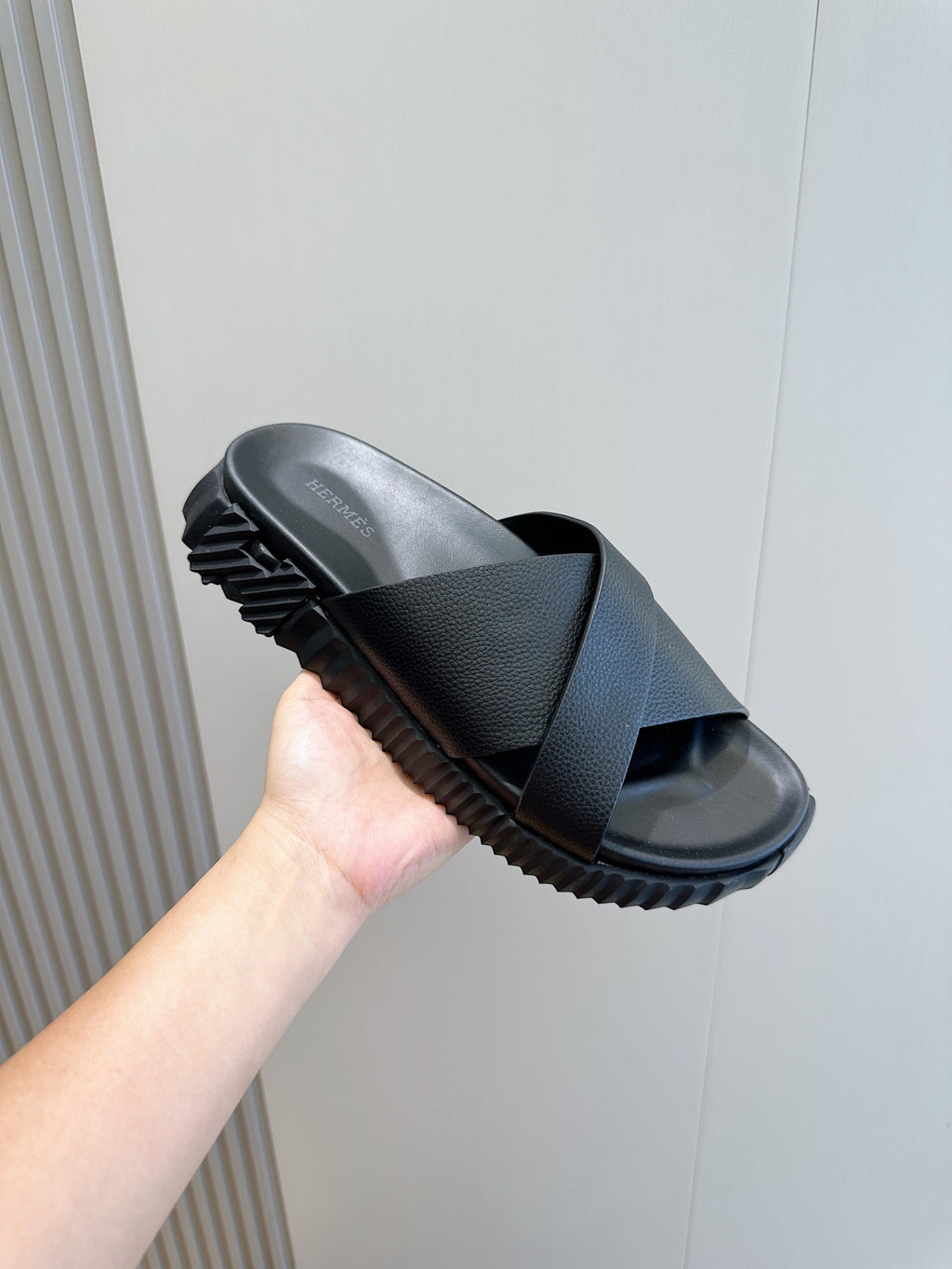 HM Men's Infra Slide Black Calfskin 547620