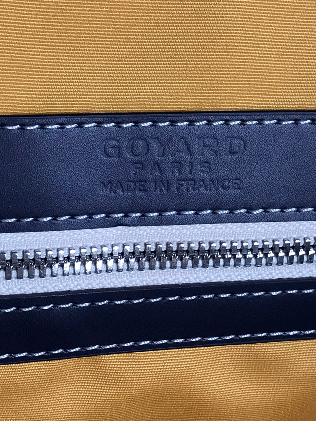 BOSTON 50 BAG IN NAVY BLUE GOYARDINE CANVAS AND CALFSKIN TRIM