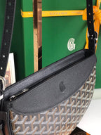 HIRONDELLE BAG 25 IN BLACK LAMBSKIN AND GOYARDINE CANVAS