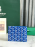 Goyard Victoire Wallet 11cm Blue Canvas & Cafskin