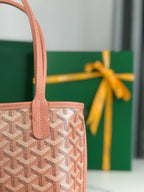 Anjou Mini Bag 20cm Pink Canvas Chevroches Calfskin