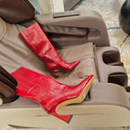Fendi 25ss high-heeled boots red sheepskin 502721