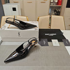 YSL Babylone Slingback 5.5cm Black Glossy Leather