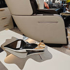 YSL Babylone Slingback 5.5cm White Glossy Leather