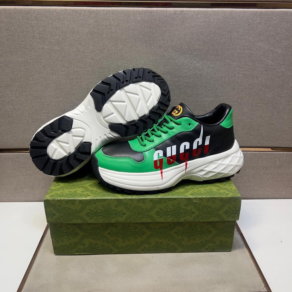 GG Men's 25 Sneaker Green Black Sheepskin 524270