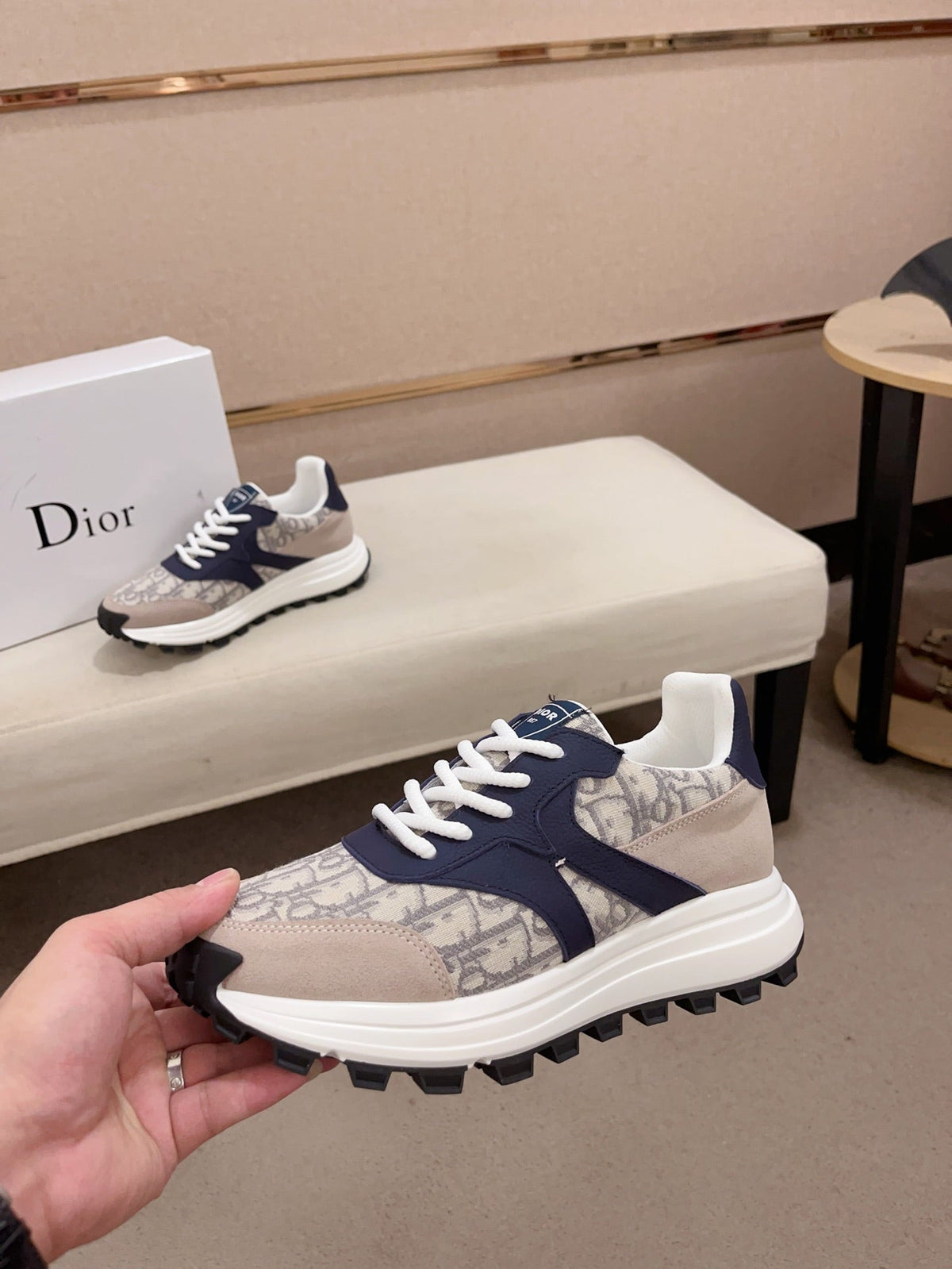 CD CROSS SNEAKER TAN AND BEIGE SUEDE