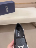 CD B23 SLIP ON BLACK CALFSKIN AND JACQUARD