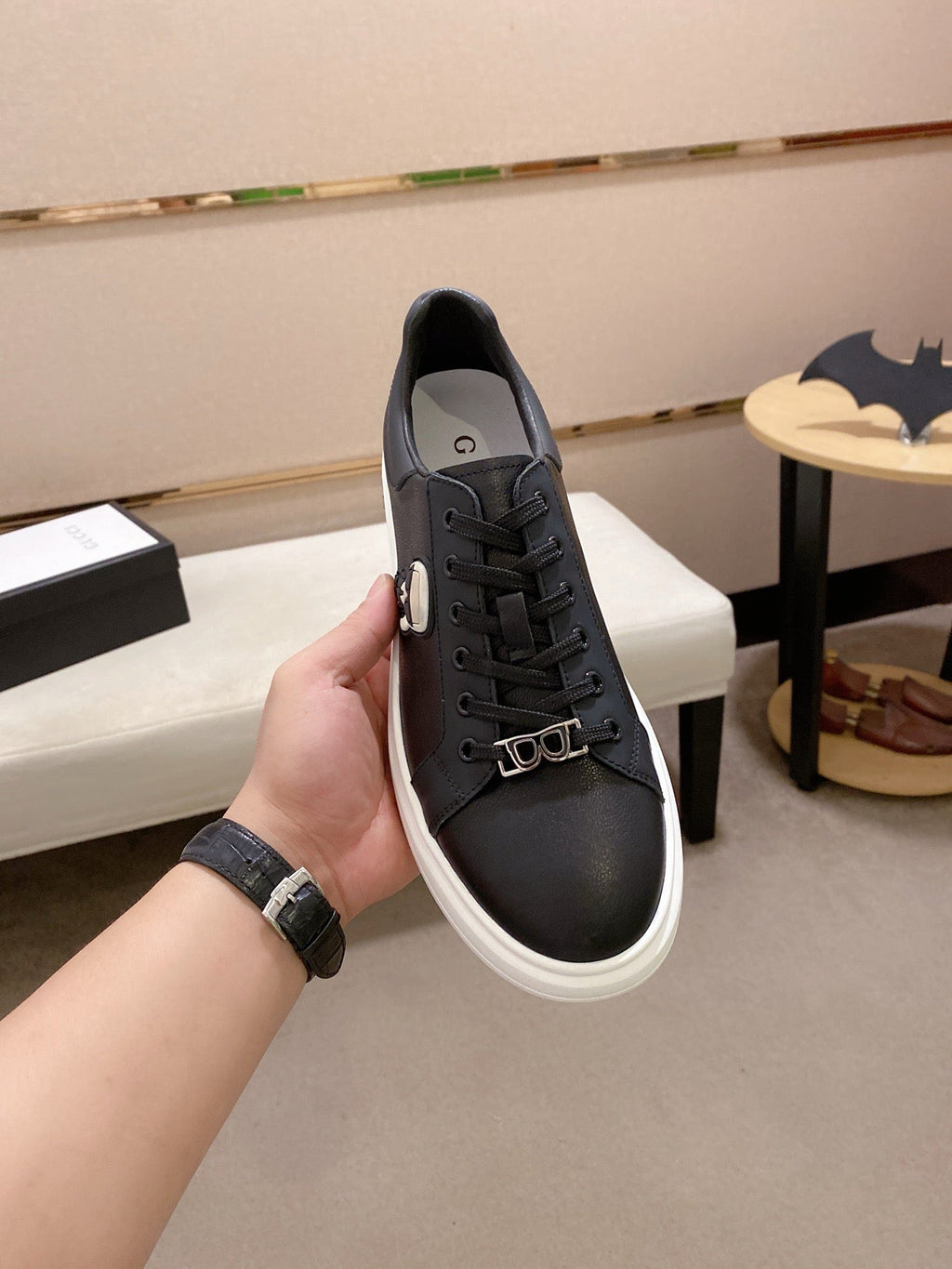 GG Men's Sneaker Black Cowhide 533953