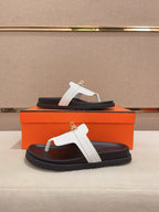 HM Men's Thong Sandals White Cowhide 564395