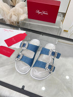 Viv 25 Slidy Slippers Blue PVC Silk Cowhide 259285