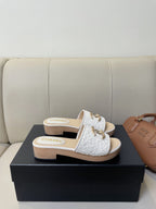 cc mule sandal 45 white tweed beige calfskin