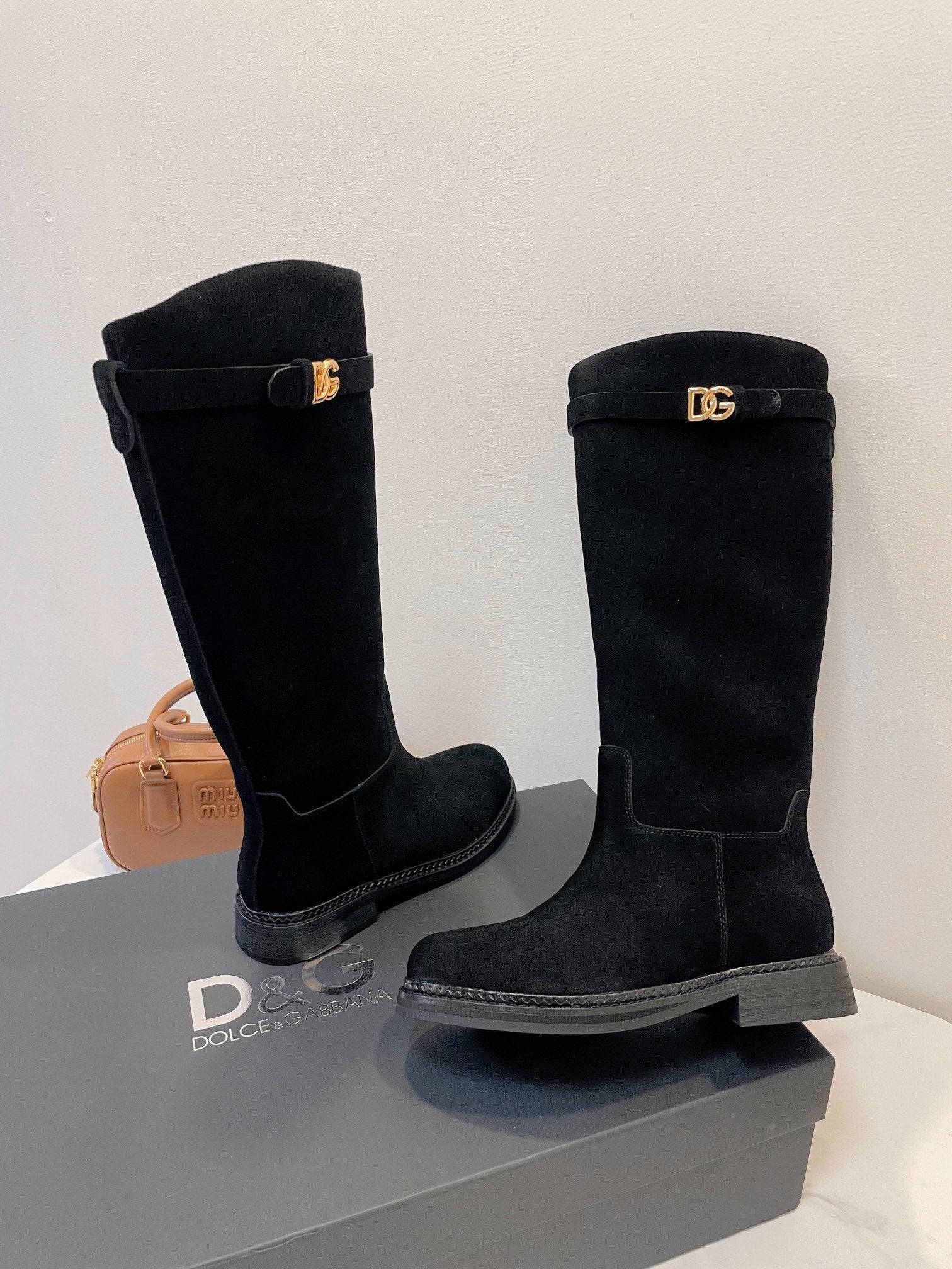 DC 24 Knee-High Boots Black Suede & Nubuck 999236