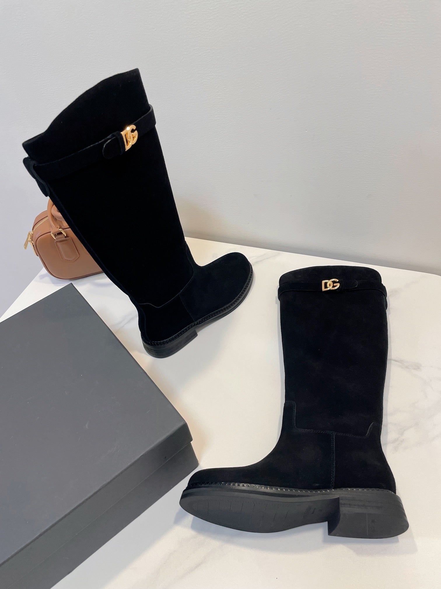 DC 24 Knee-High Boots Black Suede & Nubuck 999236