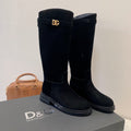 DC 24 Knee-High Boots Black Suede & Nubuck 999236