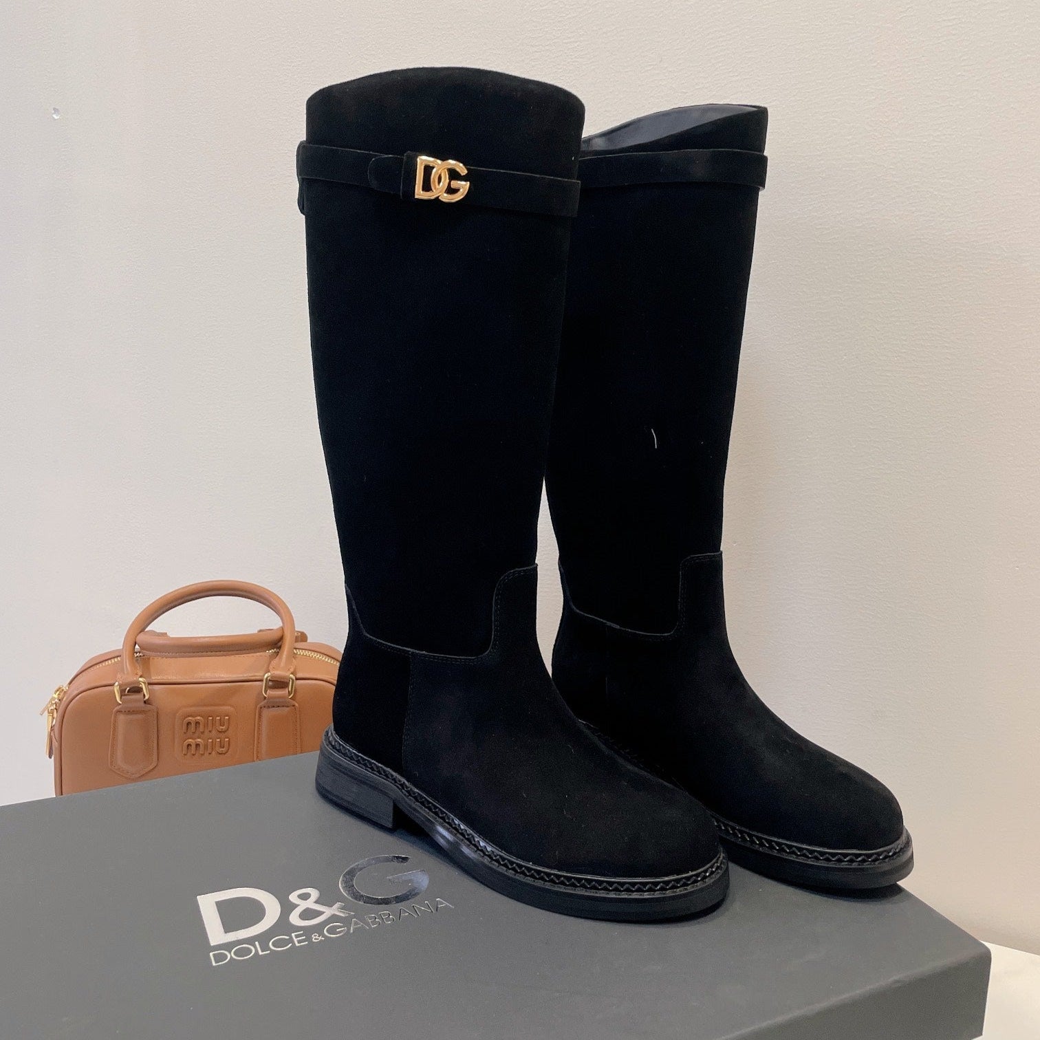 DC 24 Knee-High Boots Black Suede & Nubuck 999236