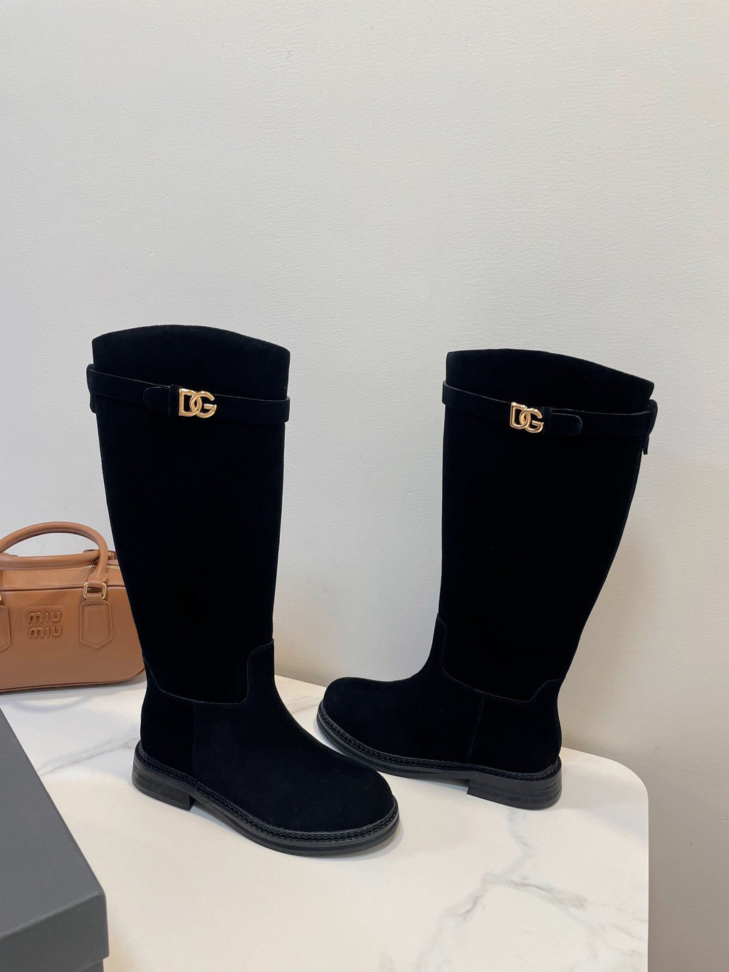 DC 24 Knee-High Boots Black Suede & Nubuck 999236