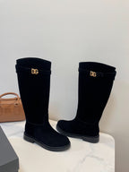 DC 24 Knee-High Boots Black Suede & Nubuck 999236
