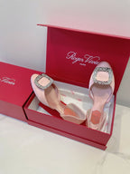 Viv Chips Ballerina Flat Pink Silk 329267