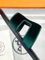 0ran sandal dark green velvet goatskin