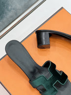 0ran 45 sandal dark green velvet goatskin