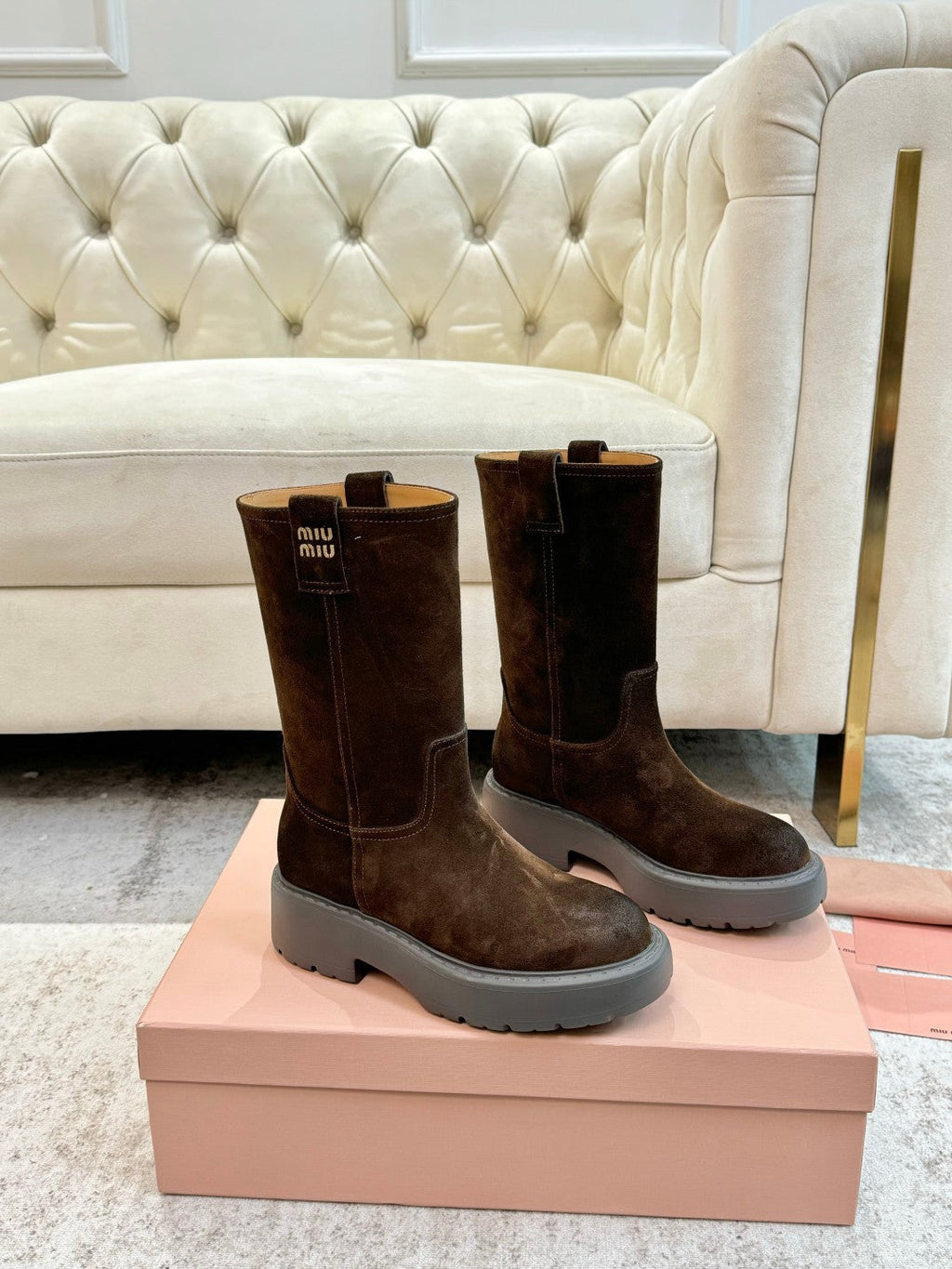 Miu Boots Cedar Brown Suede 455931