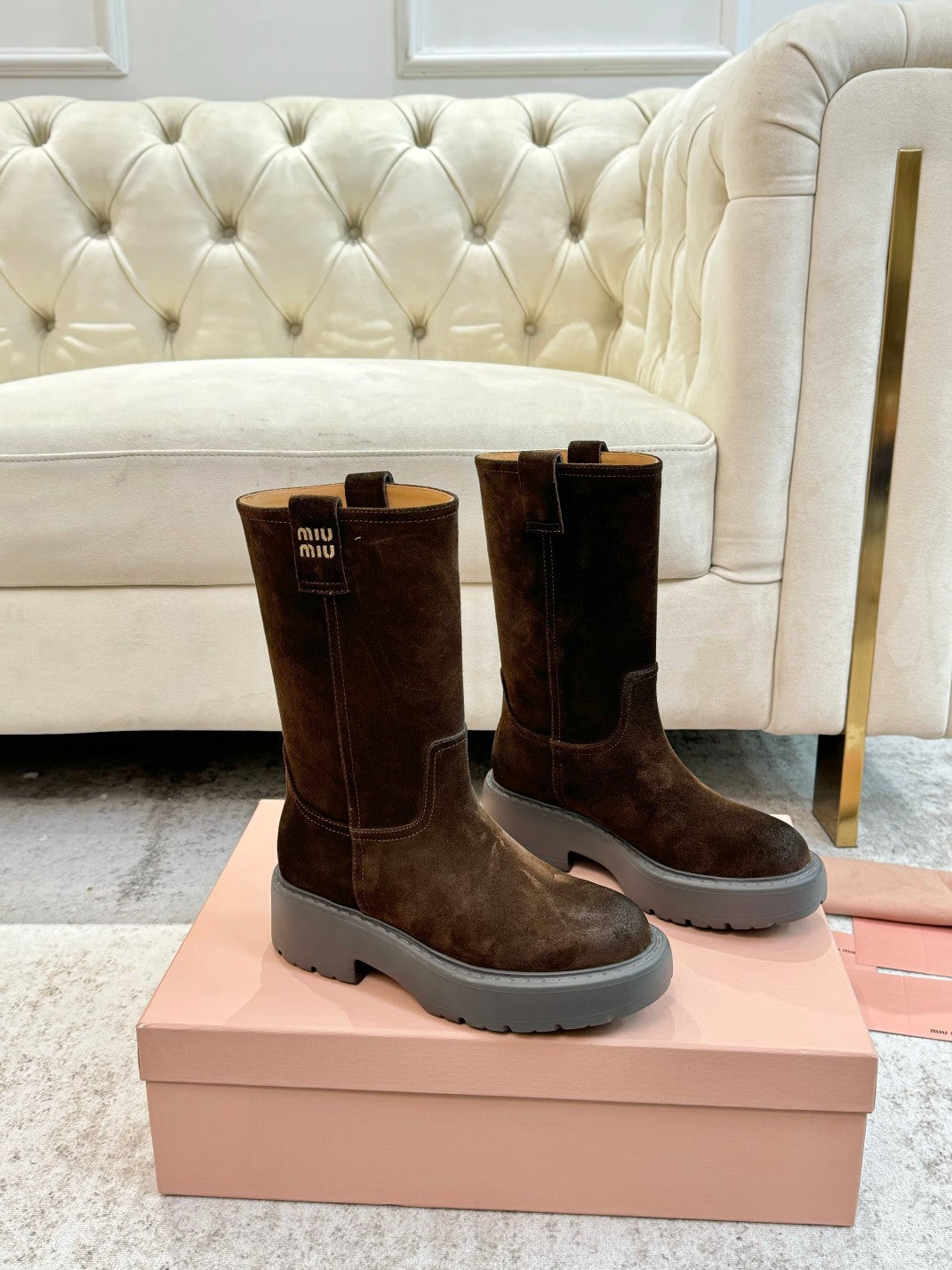 Miu Boots Cedar Brown Suede 455931