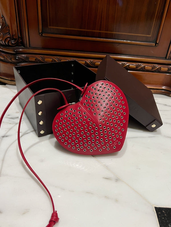 LE COEUR BAG 21 IN RED STUDDED CALFSKIN