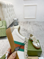 GG Men's Web Sneaker White Cowhide Suede